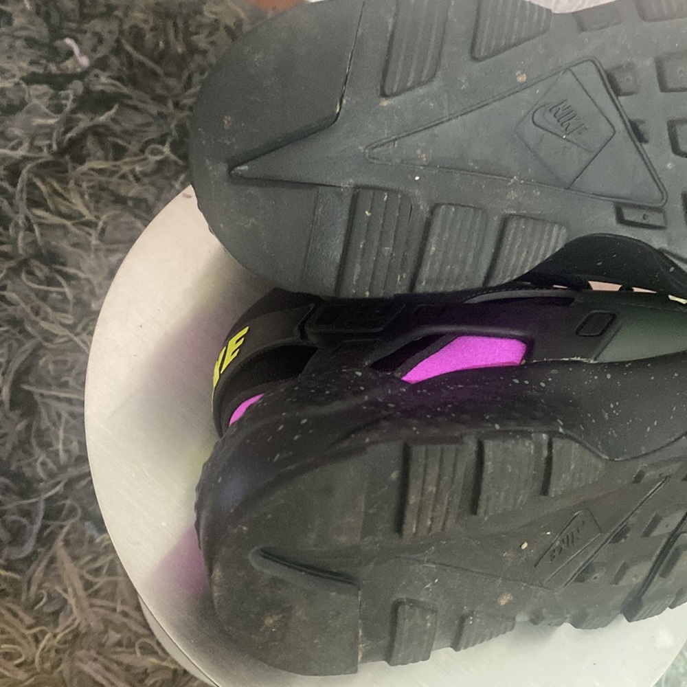 NIKE AIR HUARACHE RUNS SU RIVER BRIGHT CACTUS BLACK GRAY PURPLE SNEAKERS - Picture 7 of 12